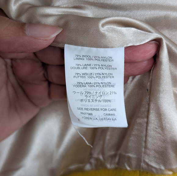 J. Crew Stadium Cloth by Nello Gori Yellow Wool Coat, 4P - Picture 8 of 9